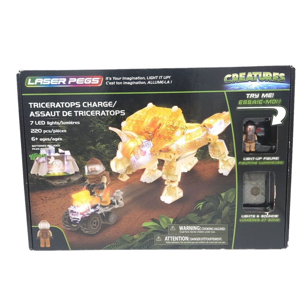 Laser Pegs Creatures Triceratops 220 Piece LED Building Blocks Set New